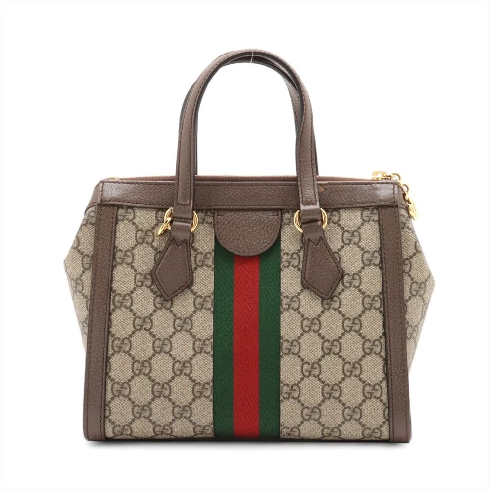 Sold✅Gucci GG Supreme Ophidia PVCx leather 2 Way Handbag Beige x brown 547551 - Picture 2 of 14
